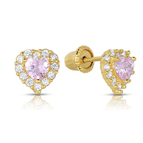 14k Yellow Gold June Lt Purple CZ Small Flower Screw Back Earrings Measures 4x4mm Jewelry Gifts for Women 